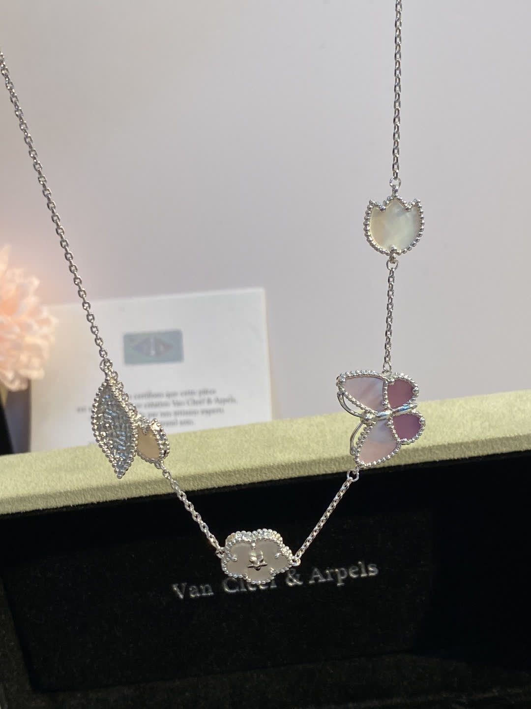 Van Cleef & Arpels Alhambra Opaline Silver Necklace